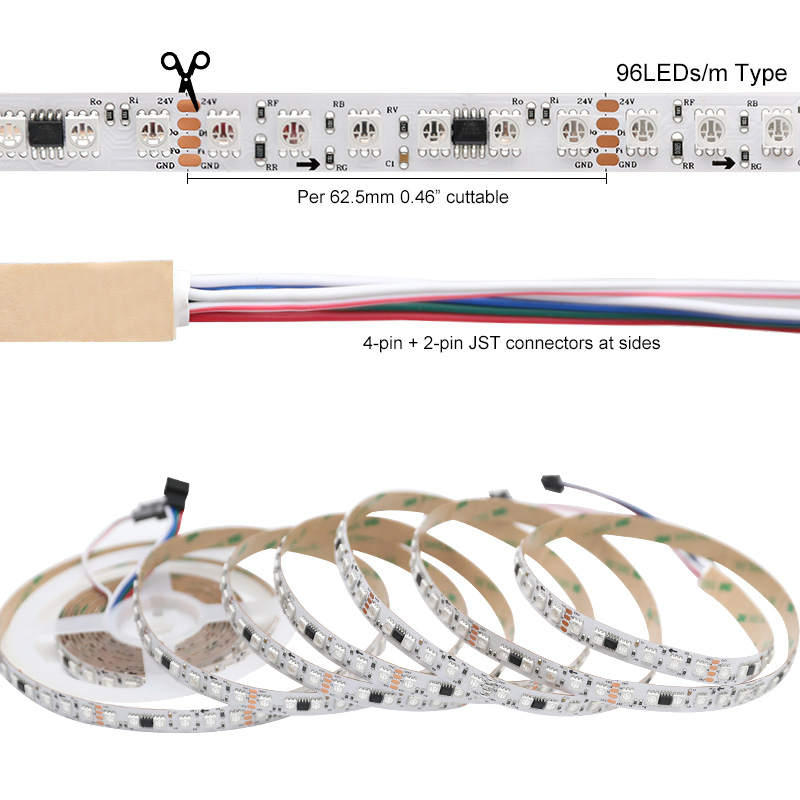 24V FW1935 Dual Data Signal 5050 RGB Addressable LED Strip, 84LEDs/m, 96LEDs/m 24V FW1935 Dual Data Signal 5050 RGB Addressable LED Strip, 84LEDs/m, 96LEDs/m